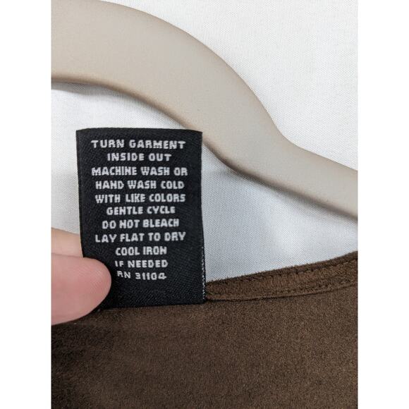 New Directions Lace Up Blouse‎ M Brown Suede Feel Lightweight Casual Top Office - Picture 5 of 8